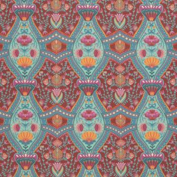 Dekodruck Boho Velvet Samt Blumen, Ranken Kupfer by Bienvenido von Swafing